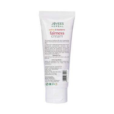 Jovees Herbal Saffron & Bearberry Fairness Face Cream | For Women/Men | Bright, Even Toned and Glowing Skin | UVA/UVB Protection | Paraben and Alcohol Free | 60GM